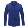 Camisas casuais masculinas suave cetim lã azul negócios homens inverno aquecido para homens claret vermelho veludo plush blusa tamanho grande