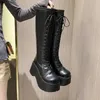 dame Halfhoge Kuitlaarzen Dames Winterlaarzen Dames Enkellaarsjes Zachte Veterschoenen Dames Chelsea Rits Botas Mujer Platform Hak Damesschoenen