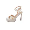 Sandalen Zomer Natuurlijke Schapenvacht Peep Toe Dames Schoenen Super Hoge Hak 11 CM Dik Platform Dagelijkse Uitloper