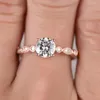 Cluster Rings Simple Moissanite Solid 14K Rose Gold Wedding Engagement Ring For Women With Certificate