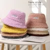 Caps Hoeden Kinderen Winter Warm Emmer Hoed Effen Letter Lamswol Baby Meisje Jongen Dikker Outdoor Kinderen Panama Platte Zonnehoed 231202