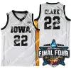 2023 Maglia da donna Final Four 4 NCAA College Iowa Hawkeyes Basket Caitlin Clark Taglia S-3XL Tutto Ed Ricamo Bianco Giallo