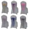 Sashes 25 pcs Organza Cadeira Sash para Festa de Aniversário de Natal Restaurante Decoração Borboleta Nós Banda Gramado Casamento Sahshes 231202