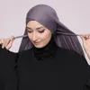 Etniska kläder Easy Wear Jersey Hijabs For Women Soild Color Crisscross Stretchy Cotton Scarf Headband Muslim Headscarf Instant Hijab