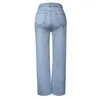 Jeans pour femmes couleur unie lâche décontracté bleu pour femmes streetwear style basique denim confortable maman plus taille