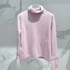 Suéteres femininos inverno cashmere suéter mulheres 100 puro alto pescoço design avestruz cabelo franja manga longa tricô bottoming