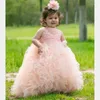 Girl Dresses Flower Sleeveless O-Neck Ankle-Length Exquisite Baby Wedding Princess Birthday Party First Communion Gown