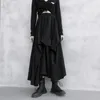 Rokken Gothic Onregelmatige Vrouwen Harajuku Vintage Punk Hoge Taille Cargo Midi Rok Japanse Zwarte Geplooide Casual Een Lijn