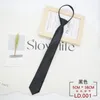 Papillon 5 cm Cravatte semplici per uomo Donna Poliestere nero Cravatta con cerniera stretta Ragazze magre Matrimonio pigro Cravatta casual Cravatta