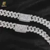 Nuoya 18 mm Bling Baguette Diamant Kubanische Gliederkette Hiphop Custom Silber Halskette für Männer Rapper Schmuck