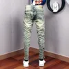 Jeans pour hommes automne hiver cassé Denim Jean Patch pieds minces mode rétro Cargo Pantalon Vintage Pantalon Skinny Homme 231202