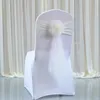 Sashes 10pcslot branco cadeira laço laço organza banda spandex estiramento capa para el banquete decoração de festa de casamento 231202