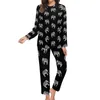 Женская пижама в стиле ретро, пижама со слоном, забавный животный принт, комплект из 2 предметов, эстетический пижамный комплект, женская теплая одежда большого размера с длинными рукавами