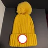 Woolen Marke Hut Herbst Winter Warme Dicke Winddicht Gestrickte Hut Männer Und Frauen Kalte Hut Designer Rosa Schwarz Beanie Weibliche mode Pom Poms Hut 2023