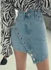 Two Piece Dress BGTEEVER Stylish Irregular Package Hip Women Jeans Skirts High Waist Slim Skinny Ladies Denim Mini Summer 231202