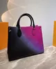 Sac à bandoulière fourre-tout en cuir véritable dégradé de couleur femmes sacs à main femmes luxe Designer sacs à provisions