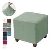 Stol täcker Jacquard Ottoman Stool Cover Elastic fyrkantig fotstöd Sträcka all-inclusive anti-dammar för fotpall för vardagsrum