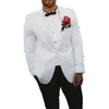 Men's Suits White Groom Tuxedos For Wedding Shawl Lapel Slim Fit Formal Men With Black Pants 2 Piece Male Fashion Jacket Set