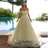 Party Dresses Kybeliny Princess Yellow Prom Scoop Off Axel For Women Tulle Sparkly aftonklänningar Vestido de Fiesta Custom Made Made