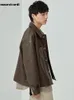 Men s Jackets Mauroicardi Spring Autumn Short Oversized Brown Black Soft Faux Leather for Men Pockets Long Sleeve Korean Fashion 231202