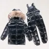 Casaco de baixo quente jaqueta para roupas de menina casaco 2 8 anos crianças roupas menino outerwear snowsuit crianças inverno parka macacão de pele real 231202