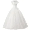 カジュアルドレス女性の白いウェディングドレス長いスカートメッシュが縫い合わせて大きな裾の床を掃くパーティーセレモニー