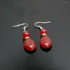 Baumelnde Ohrringe Ethnischer Stil Roter Chalcedon Erstellt Perlen Kristall Earbob Eardrop DIY Für Frauen Mädchen Damen Accessoires Geschenke Schmuck