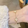 luxury designer van clover bracelet 2024 new four leaf clover white shell microdiamond bracelet highgrade light luxury small and elegant girlfriends bracelet