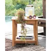 Camp Furniture Outdoor Tables Mosko Teak Wood Patio Side Table With Shelf 20.25 X 20.00 Inches