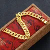 CHARM BRACELETS Lüks 24K Altın Kaplama 10mm Küba Bağlantı Zinciri Bilezik 20cm uzunluğunda.