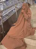 Abbigliamento etnico 15 colori con cappuccio donne musulmane abito Hijab indumento di preghiera Abaya lungo Khimar Ramadan abito Abaya gonna imposta abiti islamici