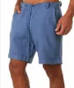 Shorts masculinos calças de linho de algodão masculino verão respirável calças de cor sólida fitness streetwear S-4XL