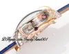 RMF AT800.40 Astronomia Tourbillon mechanische Herrenuhr, Roségoldgehäuse, gepflasterte Baguette-Diamanten, skelettiertes Zifferblatt, Lederarmband, Super Edition, trustytime001Watches