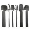 Dinnerware Sets 18Pcs Black 18/10 Stainless Steel Matte Cutlery Set Dinnerwar Hanging Cup Flawtare Fork Knife Spoon Kitchen Dishwasher Safe