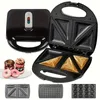 1pc 교체 가능한 디스크 3-in-1 샌드위치 기계, 미국 플러그, 750W 미니 퀴즈 제조 기계, 미끄러짐을 방지하기위한 안티 스틱 코팅, 휴대용 전기 도넛 기계