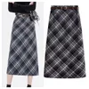 2023 spring and autumn new women's plaid Dresses long-sleeved A-shaped long autumn Korean version of the slim dress M3XN#