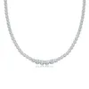 New Arrivals Sterling S925 Silver Rhodium Plated Vvs d Color 4mm Graduated Stone Moissanite Diamond Tennis Chain Necklace