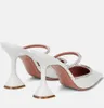 Amina Muaddi Gilda Designer Sandals Femme en cuir orné de cristal Mules Martini Talons Robe Perfect Walking High Heel Sandal Shoe EU42