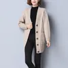 Cappotto lavorato a maglia da donna Cappotto lavorato a maglia coreano femminile morbido e confortevole maglione con filettatura a maniche lunghe donna elegante cardigan con scollo a V autunno