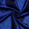 Chemises habillées pour hommes Royal Blue Paisley Polyester de soie solide pour hommes à manches longues fête de mariage bouton de bal col et chemisier