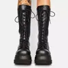 Bottes Noir Punk femmes mi-mollet bottes automne hiver rue gothique chaussures compensées femmes grosse plate-forme bottes talons hauts chaussures en cuir 231202