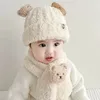 Mützen Hüte Babymütze Little Baby Bear Mütze Schal Winter Dicke Ohrenmütze für Jungen und Mädchen Säugling Kleinkind Zubehör 231202