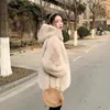 Womens Fur Faux Winter Casual Solid Color Warm Overcoat Women Fashion Zipper Hooded Rabbit Jacket Woman Lazy Style Loose Coats 231202