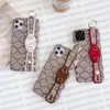 iPhone Case Designer Wristband Phone Case for iPhone 15 Pro Max Cases Apple iPhone 14 13 12 11 Pro Max XR XS Max 7 8 Plus 15 Plus 15 Plus Monogram Mobile Soild