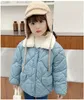 Kurtki dziewczyny moda futra kołnierz lekka kurtka pucha niemowlę dzieci w kolorze cukierki dla niemowląt jesień zimowe ubrania han edycja 231202