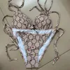 Bikinis kvinnor designer badkläder sexig bandeau bikini baddräkt kvinnor badväskor brasiliansk set maillot de bain femme badkläder kostym