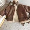 Jackets Girls Jacket Suede Fur Leather Kids Coats Children Outerwear Autumn Winter 23-A72 231202