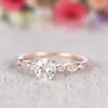 Cluster Rings Simple Moissanite Solid 14K Rose Gold Wedding Engagement Ring For Women With Certificate