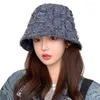 베레트 윈드 방지 버킷 모자 단색 피셔 맨 세련된 한국 모자 가을 겨울 넓은 챙 남자를위한 한국 모자