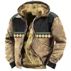 Hoodies masculinos 3D Impresso Outono Inverno Homens Jaquetas Western Cowboy Vintage Fleece Algodão Sportswear Com Capuz Zipper Patchwork